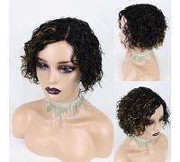 8 Inch Short Curly Bob Wig Pixie Short Wig,4×1 Lace Short Curly Gradient Brown Wig, Glueless Wig, with Baby Hair,Suitable for women's daily wear.