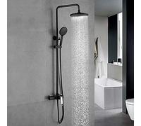 8 Inch Shower System Shower Faucet Set with 3 Functions Bathroom with Rain Shower Head Wall Mounted Shower Set Black And Rose Gold Fine Copper Casting