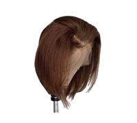 8 inch Side Part Short Pixie Cut Wig, Brown Human Hair Straight Bob 13X4 Lace Front Wigs for Women