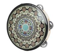 8 Inch Single Row Tambourine Round Musical Tambourine Metal Bells Hand Held Percussion Drum With Ergonomic Handle Grip