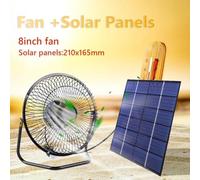 8-inch Solar Panel Fan with 5.5W Output, Portable Cooling and USB Charging for Pets, Polycrystalline Silicon Solar Powered for Outdoor Use
