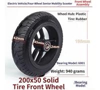 8 Inch Solid Rubber Wheel 200x50mm for Mobility Scooter(12mm) | Solid rubber construction, puncture-proof design, 200x50mm size, fits mobility for scooters, long-lasting use