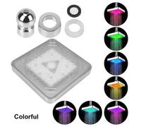8 Inch Square Led Rainfall Shower Head Ultra Quiet Water Powered 7 Color Changing Light And 3 Color Temperature Sensor Chrome Fini