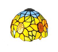 8 Inch Stained Glass Lamp Shade, Small Tiffany Replacement Lampshade Blue Sunflowers Vintage Style Deco for Ceiling Light Pendant Chandelier Wall Table Lamp