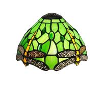 8 Inch Stained Glass Lamp Shade, Small Tiffany Replacement Lampshade Green Dragonflies Vintage Style Deco for Ceiling Light Pendant Chandelier Wall Table Lamp