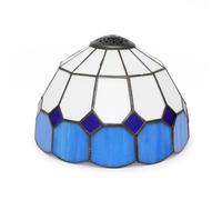 8 Inch Stained Glass Lamp Shade, Small Tiffany Replacement Lampshade Simple Check Vintage Style Deco for Ceiling Light Pendant Chandelier Wall Table Lamp(Blu)