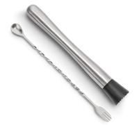 8 Inch Stainless Steel Cocktail Muddler and Mixing Spoon Home Bar Tool Set