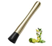 8 Inch Stainless Steel Cocktail Muddler and Mixing Spoon Home Bar Tool Set - Create Delicious Mojitos Old Fashioned/Mint Julep/Other Fruit Based Drinks (Gold)