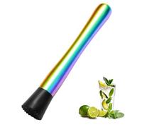 8 Inch Stainless Steel Cocktail Muddler and Mixing Spoon Home Bar Tool Set - Create Delicious Mojitos Old Fashioned/Mint Julep/Other Fruit Based Drinks (Rainbow)