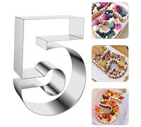8 Inch Stainless Steel Large Size Number Cake Mold Number 5 Cake Cuter Cookie Cutter Bakeware 3D Number Cake Baking Pan for Birthday and Baking, Party (Number 5)