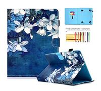 8-inch Tablet Case, Techcircle Pretty Folio Stand Cover with Pencil Holder+Card Slots, Magnetic Protective Case for Lenovo/Samsung Galaxy Tab 8.0 Series, iPad mini 7.9, Fire HD 8, Magnolia Top