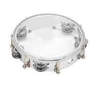 8 Inch Tambourine, Adjustable Tone Double Row Metal Jingle Bells Handheld Drum Percussion Instrument for Dancing Singing Karaoke Music Class Party Performances (Transparent)