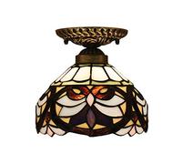 8 inch Tiffany Style Ceiling Light Stained Glass Lampshade Antique Vintage Lighting Decor Fixture Edison E27 Base for Kitchen Island Hallway Stairway Bedroom Cloakroom Garage,I