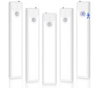 8 Inch Under Cabinet Lights, 41 LED Rechargeable Magnetic Motion Sensor Light Indoor, Brightness Dimmable 6000K Stepless Dimming Closet Light, for Under Counter, Kitchen, Stairs, Closet, 5 Packs