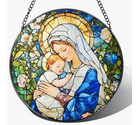 8 Inch Virgin Mary Stained Glass Suncatcher, Suncatchers for Windows Hanging, Baby Jesus Window Decoration, Religious Suncatcher, Catholic Window Hanging, Gift for Religious, Christian Gifts
