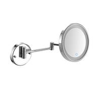 8-Inch Wall Mirror for Bathroom LED Lighted Makeup Mirror 360-Degree Swivel Extendable Arm 3X Magnifin Chrome Finish - Perfect for Grooming and Beauty.