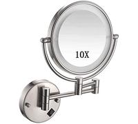 8-Inch Wall Mount Makeup Mirror, 10x Magnification Cosmetic Mirror with Lights led, Double Sided Mirror Bathroom Mirror 360 Rotation, for Makeup, Shaving, Facial Care