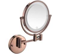 8-inch Wall-Mounted LED Lighted Makeup Mirror with 3X Magnifying, Touch Sn, 360° Swivel, Extendable, Two Sided for Bathroom and Shaving