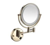 8 Inch Wall Mounted Makeup Mirror 10X Magnifying Folding Shaving Mirror 360° Rotatable Double Sided Vanity Mirror with Adjustable Extension Zirconium Gold for Hotel Use