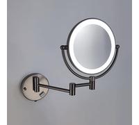 8 Inch Wall Mounted Makeup Mirror 3X Magnifying Folding Shaving Mirror 360° Rotating Dual Sided Bathroom Vanity Mirror with Adjustable Extension for Hotel Use Grey