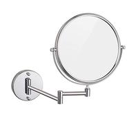 8-Inch Wall Mounted Makeup Mirror, Double Sided Magnifying Makeup Mirror for Bathroom, 3x/5x/7x/10x Magnification, 360 Degree SwivelNo Light, Extendable Arm, Round (Bright Silver 7X)
