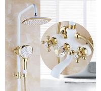 8 Inch White Rainfall Shower Head Set with 3 Way Mixer Faucet for Outdoor Bathing Stylish and Functional Shower Tap for Ultimate Relaxation