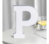 8 Inch White Wood Letters, Unfinished Wooden Letters Decorations,Wall Decor & Table Decoration for Home，Standing Garden Board or Room Name Signs Carft (P)
