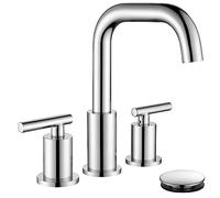 8 inch Widespread Bathroom Faucet, 2 Handle 3 Hole Bathroom Faucet Chrome with Sink Drain and Water Faucet Supply Hose, ChiLDano Bathroom Water Faucets CH3166CP