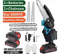 8-Inch With Two Batteries Brushless Mini Chainsaw Cordless Electric Chain Saw With Battery For Makita