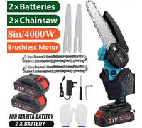 8-Inch With Two Batteries Brushless Mini Chainsaw Cordless Electric Chain Saw With Battery For Makita