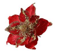 8 Inches Large Red Christmas Flower Christmas Glitter Poinsettia Artificial Flowers Xmas Flower Heads Christmas Tree Decorations Xmas Decor Xmas Garland Wreaths DIY Decorations Supplies Red