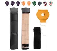 8 Key Mini Kalimba Thumb Piano, Pocket Guitar Chord Practice Tool, 6-String Guitar Fingerboard for Home, Travel (6 Fret Chord Trainer+Guitar Pick Storage)