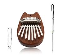 8 Keys Exquisite Thumb Piano for Kalimba , Portable Brown Solid Wood Mini Finger Thumb Piano Pocket Thumb Piano with Black Lanyard Gifts for Music Lovers Beginners Kids and Adults (Brown)