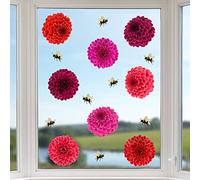 8 Large Flower Window Clings Non Adhesive Stickers Beautiful Vinyl Decoration can be use as Glass Safety Stickers to Deter Birds from Window Collision Strike