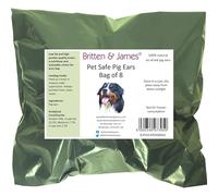8 Large Pigs Ears for Dogs (Refill Bag). Natural Premium Quality British Product by Britten and James