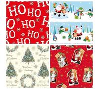 8 Large Sheets of Christmas Wrapping Paper - Assorted Designs - 50x50cm