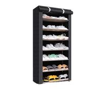 8-Layer Fabric Shoe Rack - Multi-Tier Nonwoven Storage Cabinet for Home - Simple, Economic Shoe Storage Solution in Black - Perfect for Entryway and Closet