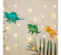 8 LED Dinosaur String Lights - Soft Coloured Plastic Dinosaurs with Warm White Glow - Battery-Powered Decor for Children's Bedrooms - Indoor Party and Home Decor Lighting