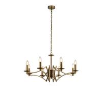 8 Light Antique Brass Multi-Arm Ceiling Mounted Chandelier Pendant Fitting Light