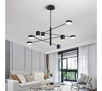 8-Light Black Sputnik Chandelier LED Pendant Light Metal Adjustable Long Arm Linear Farmhouse Industrial Hanging Ceiling Lamp for Living Room Bedroom Dining Room Restaurant Bar