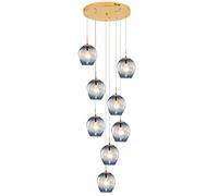 8-Light Chandeliers Raindrop Pendant Lights Hand Blow Glass Shade Dome Flush Mount Chandelier Fixture Compatible with Foyer Entryway Stairwell Ceiling Lighting Max High 5