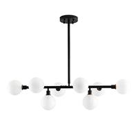8-Light Globe Sputnik Chandelier Black Large Chandeliers Pendant Lights Magic Bean Molecular Ceiling Hanging Lighting, Modern Linear Chandelier for Living Dining Room Farmhouse (Black, 8-Light)