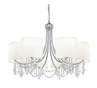 8 Light Modern Chain Pendant With White Oval Shades