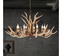 8-Light Rustic Antler Chandelier, Vintage Resin Deer Horn Ceiling Light, Farmhouse Chandeliers 11 Antlers, Vintage Pendant Lights Fixtures for Kitchen Island, Bedroom, Hallway Entryway Comfortable