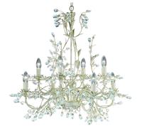 8 Light Shabby Chic Pendant, Cream/Clear Crystal