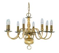 Searchlight Lighting Flemish 8 Light Chandelier Antique Brass Finish, E14