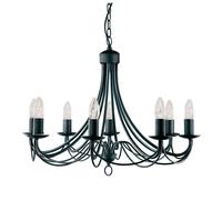 8 Lights Black Finish Iron Frame and Curved Arms Ceiling Pendant Fitting Light