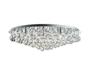 8 Lights Chrome Semi-flush Ceiling Fitting Light With Clear Crystal Pyramid Drop