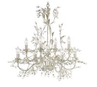 8 Lights Cream Gold Finish Leaves Ceiling Chandelier Light with Crystal Detail