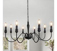 8 Lights Farmhouse Chandelier Black Rustic Industrial Chandeliers